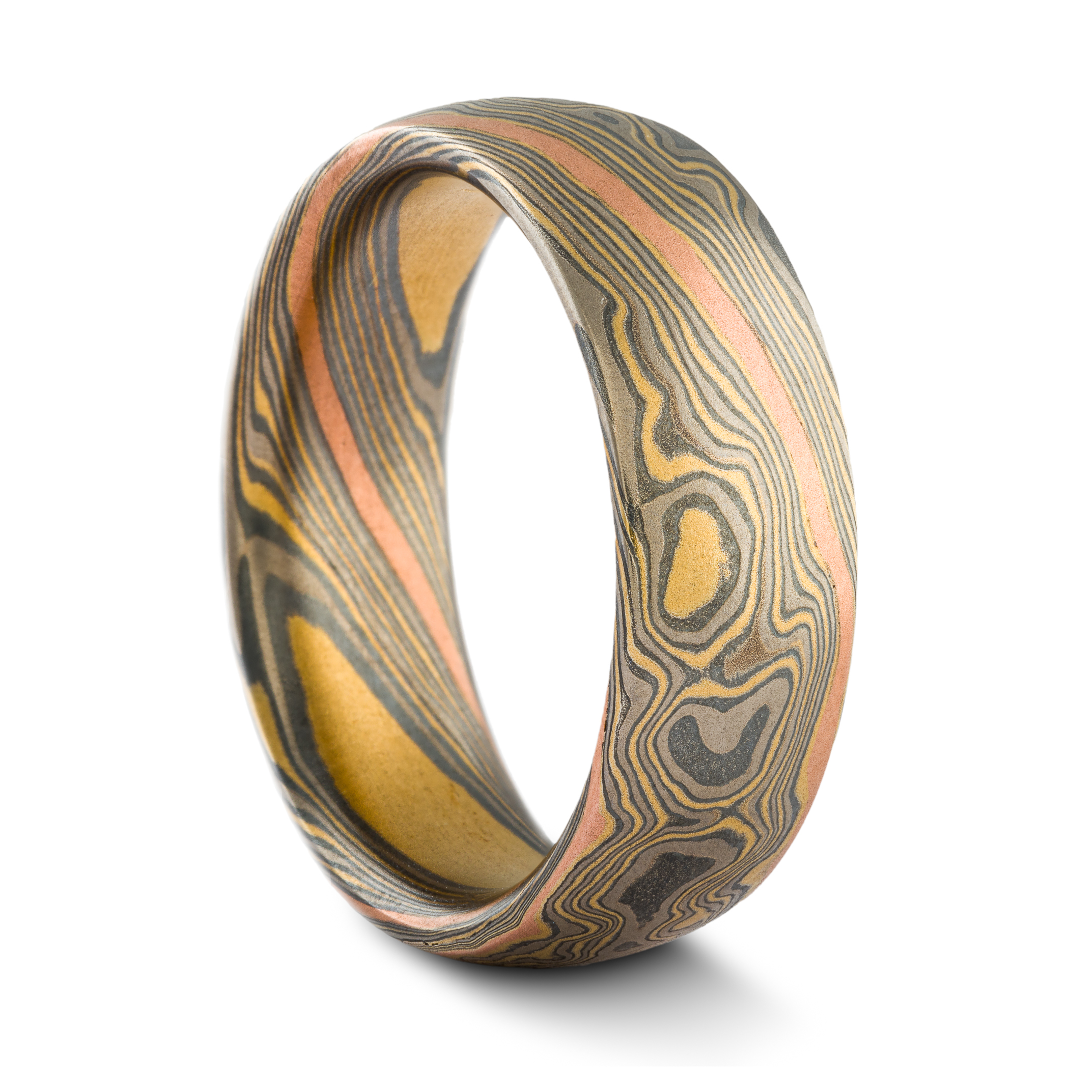 Unique Rustic Mokume Wedding Band - Image 4