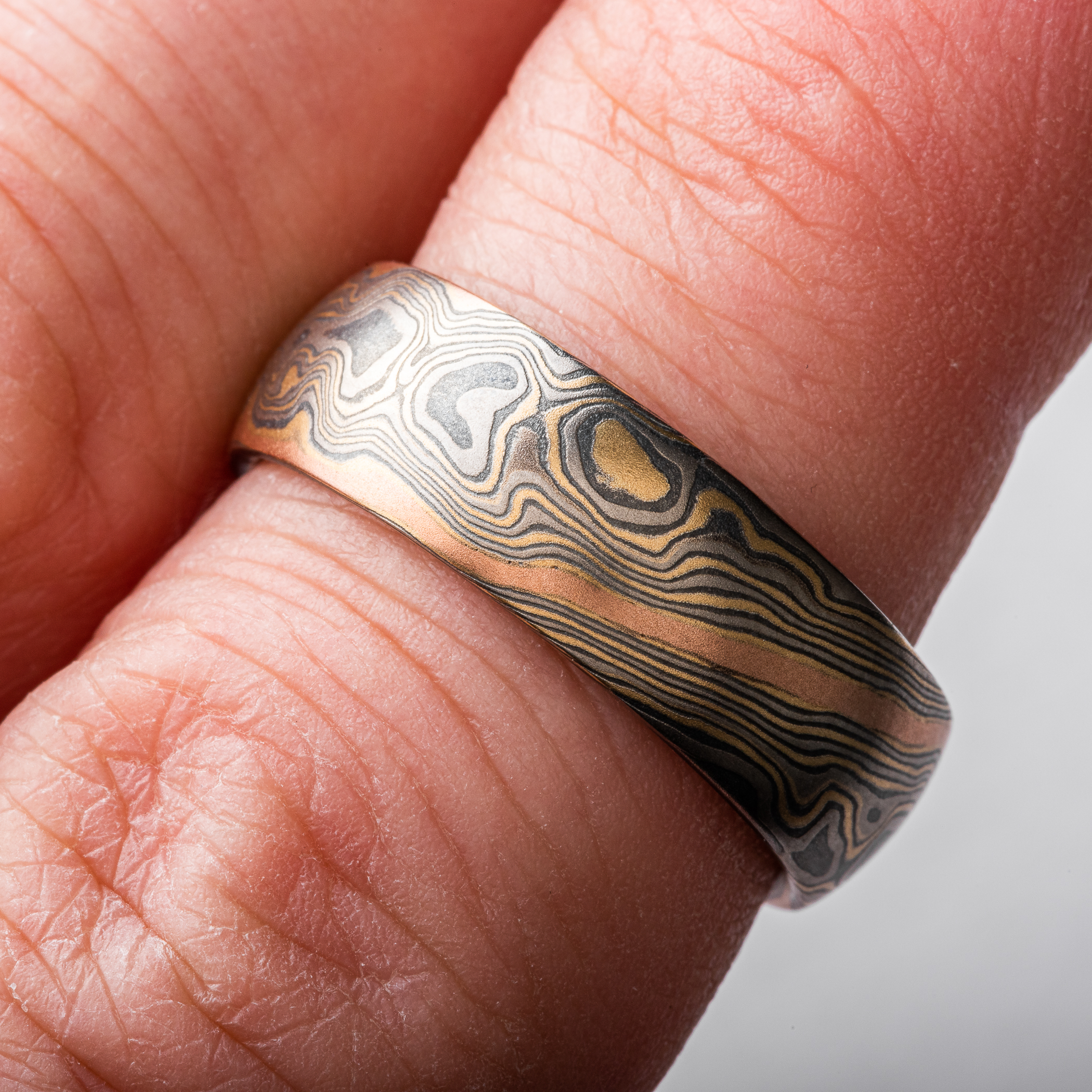 Unique Rustic Mokume Wedding Band - Image 5