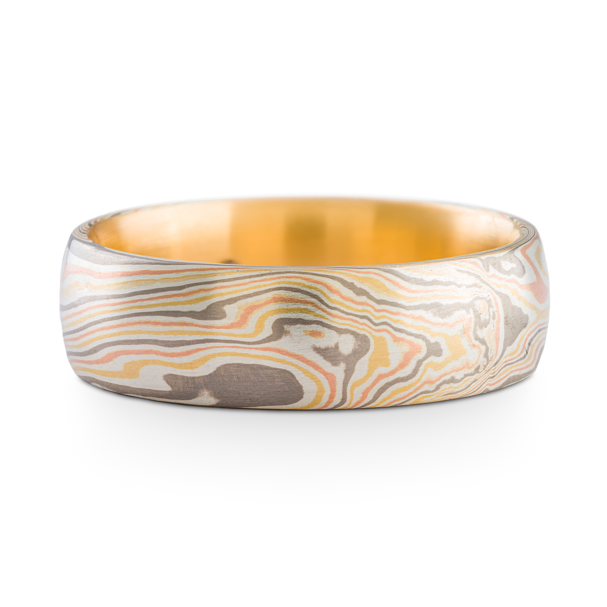 Classic Mokume Ring with Flush Set Diamonds - Image 3