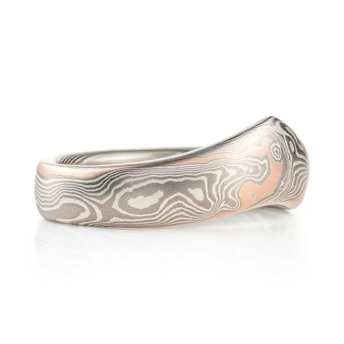 Unique Style Pointed Mokume Gane Ring in Twist Pattern - Image 2