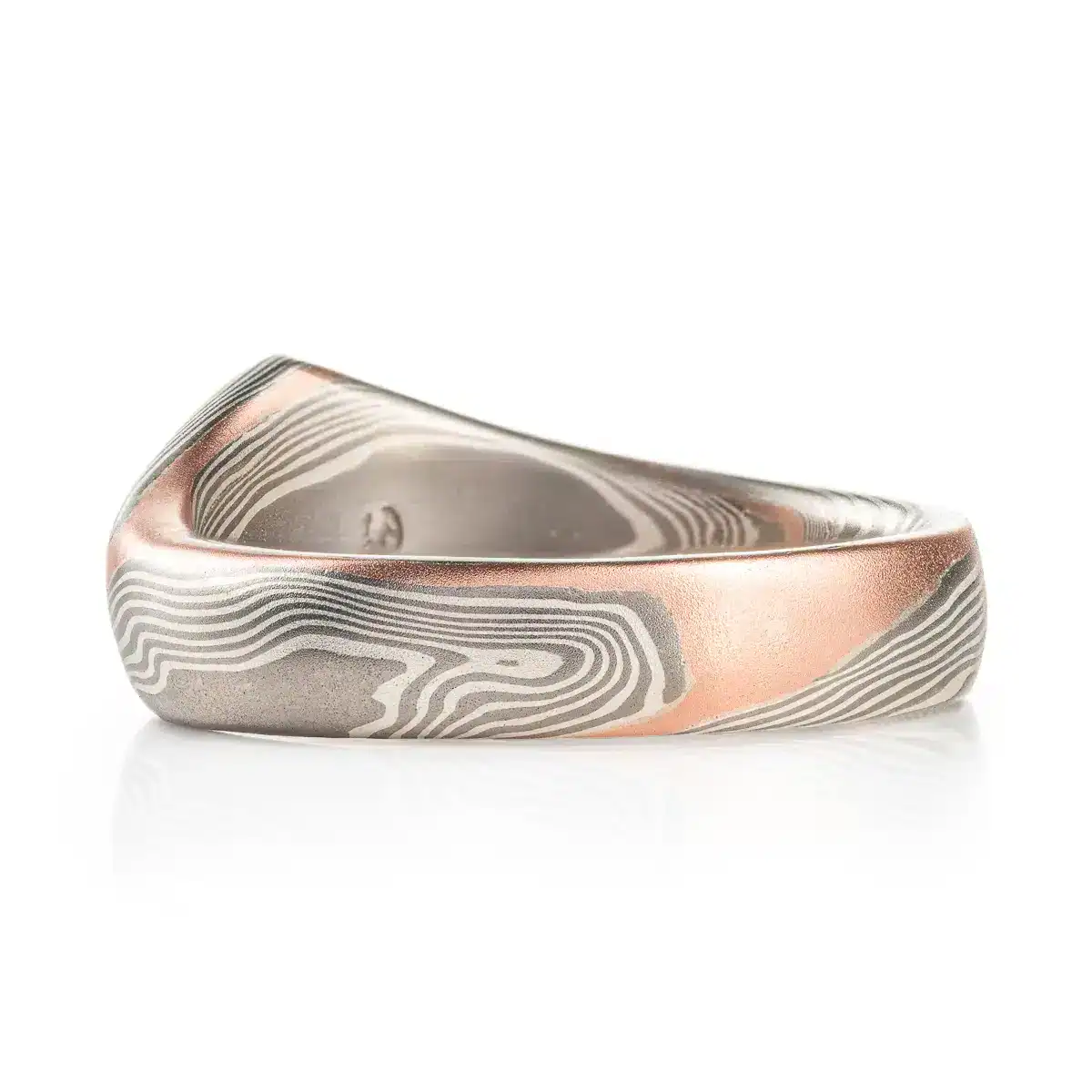 Unique Style Pointed Mokume Gane Ring in Twist Pattern - Image 3