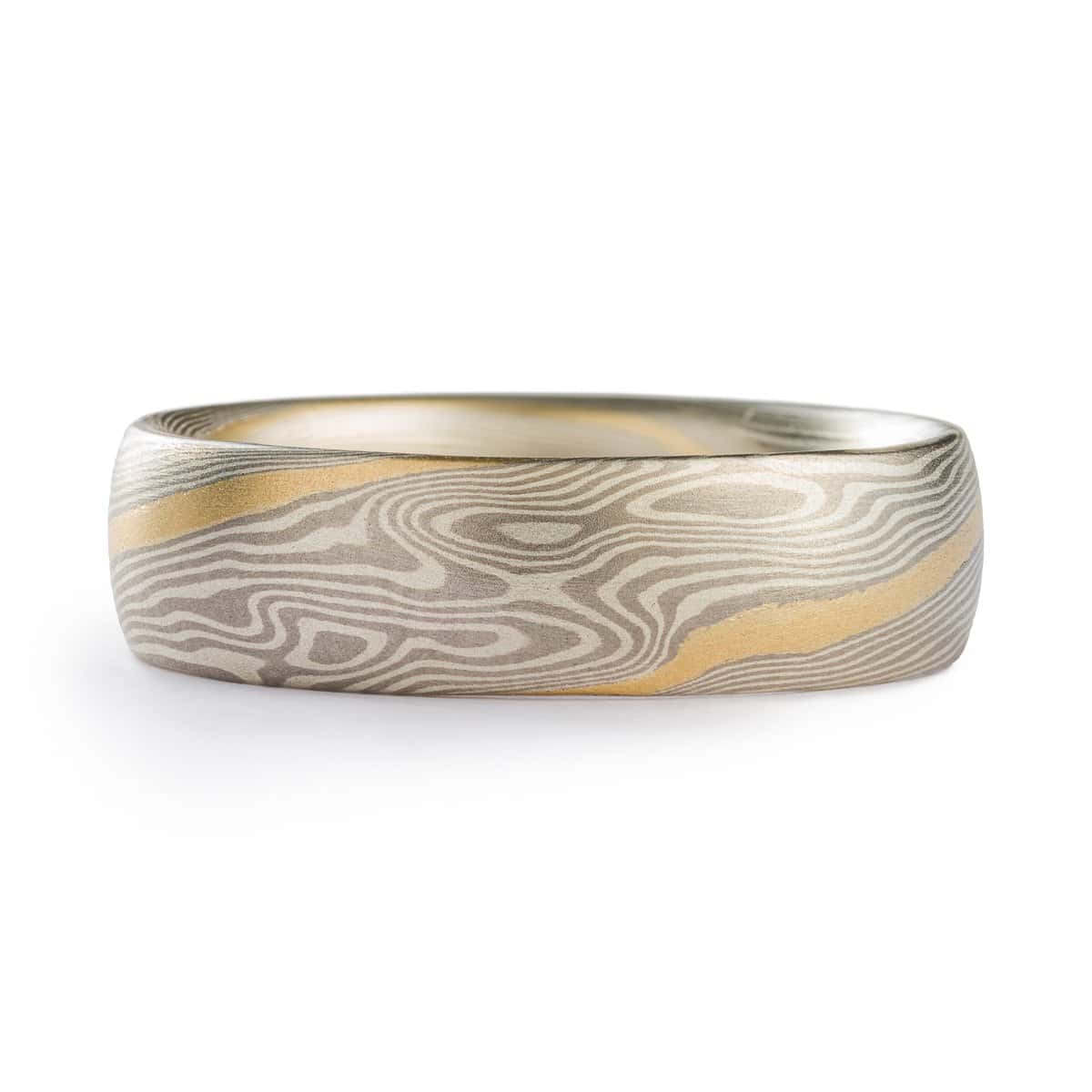 Delicate Yellow Gold Stratum Mokume Ring - Image 2