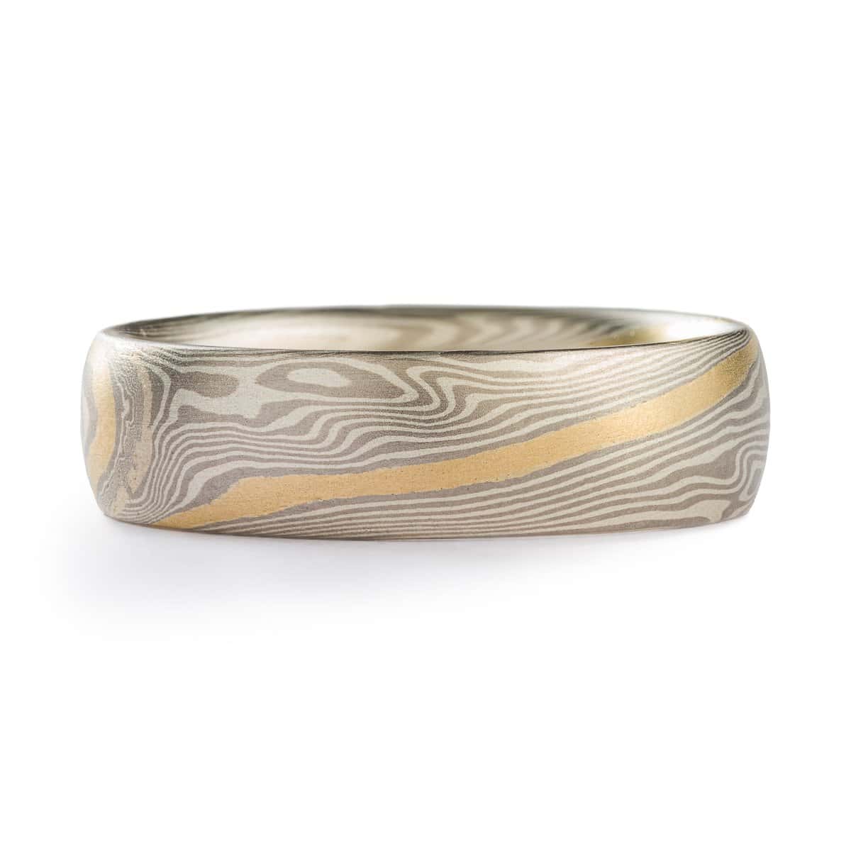Delicate Yellow Gold Stratum Mokume Ring - Image 3