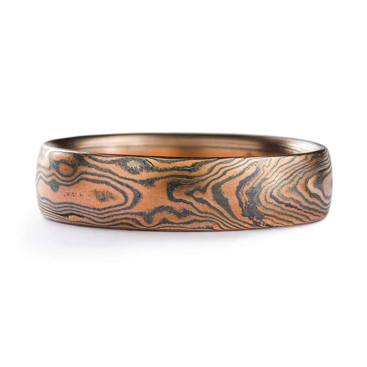Rustic Red Gold Mens Mokume Gane Wedding Band or Ring - Image 3