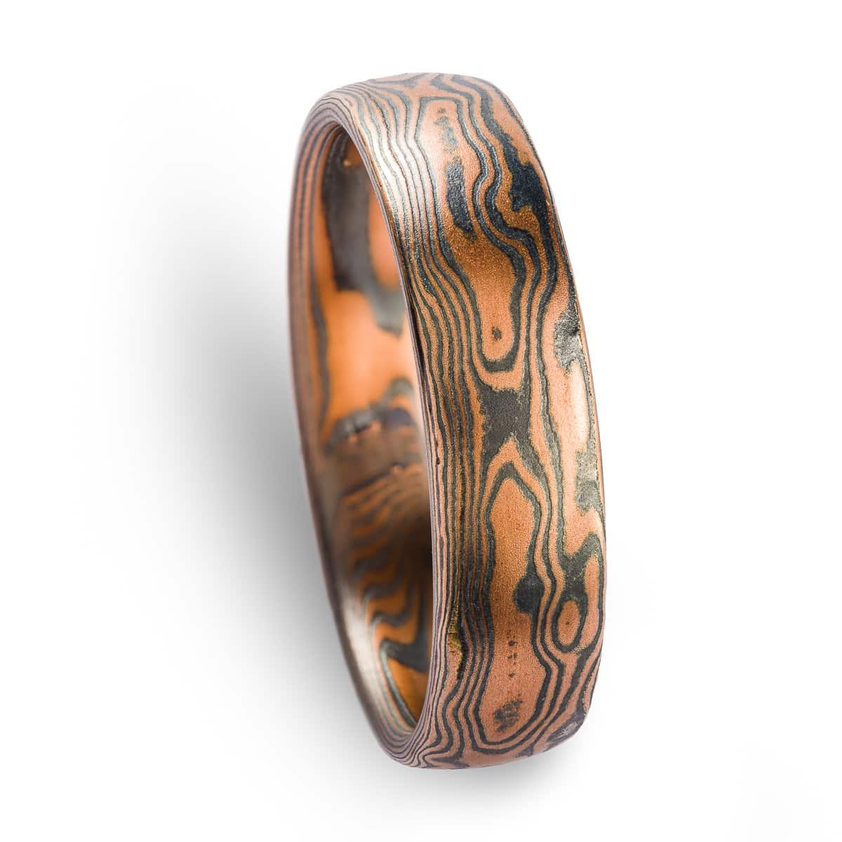 Rustic Red Gold Mens Mokume Gane Wedding Band or Ring - Image 4