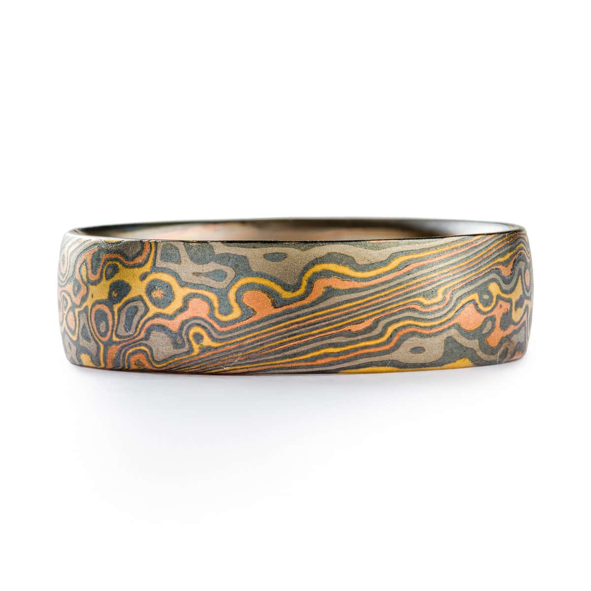 Mens wedding ring in mokume gane. custom made to order