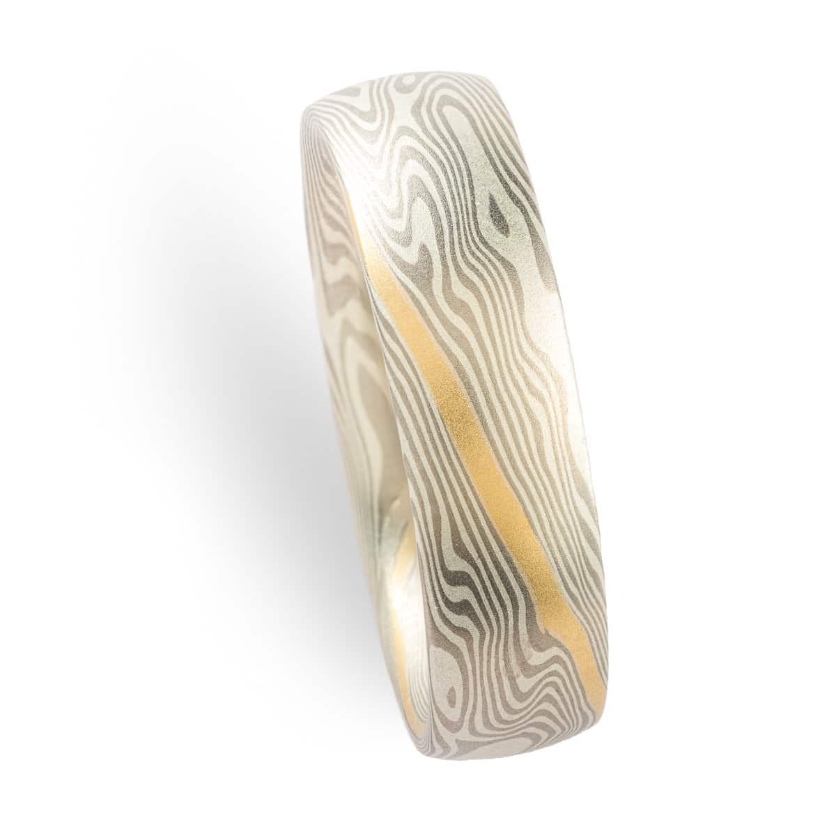 Gold Stratum Mokume Gane Wedding Rings - Image 2