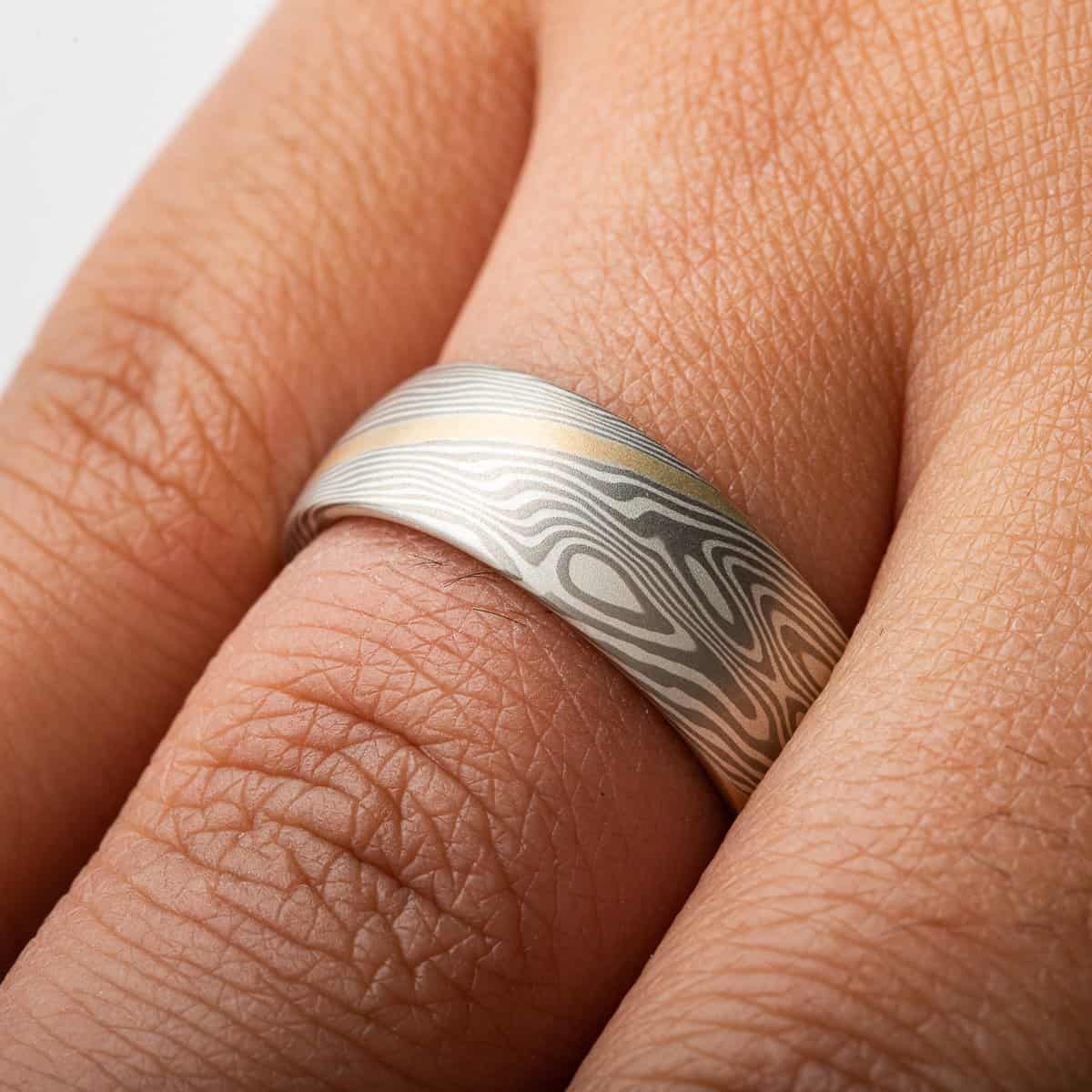 Gold Stratum Mokume Gane Wedding Rings - Image 11