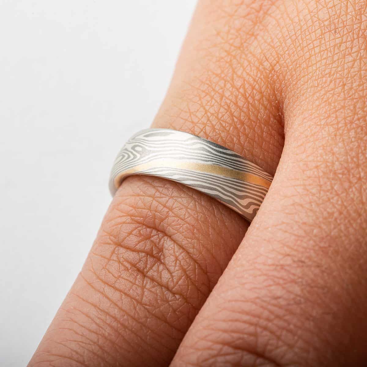 Gold Stratum Mokume Gane Wedding Rings - Image 6