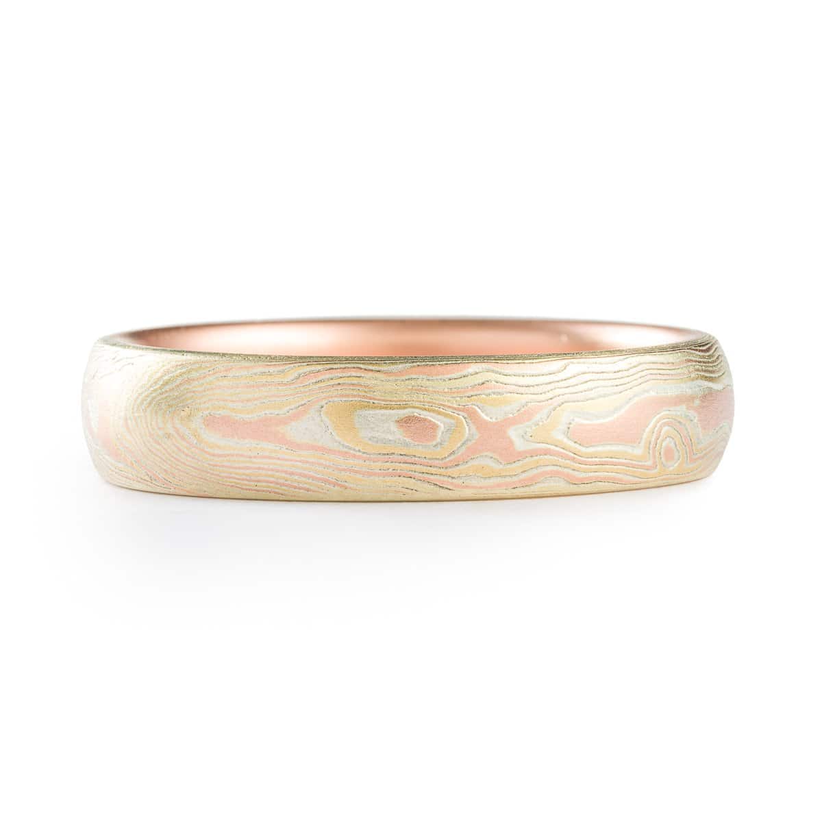 Elegant Ring Set with Hexagon Diamond in Woodgrain Pattern and Fire Palette - Image 4
