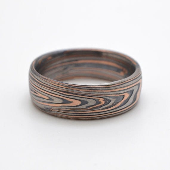 arn krebs mokume vortex pattern ring in embers palette