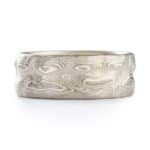 Rustic Silver and Palladium Mens Mokume Wedding Band - Image 3