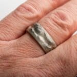 Rustic Silver and Palladium Mens Mokume Wedding Band - Image 6
