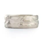 Rustic Silver and Palladium Mens Mokume Wedding Band - Image 4
