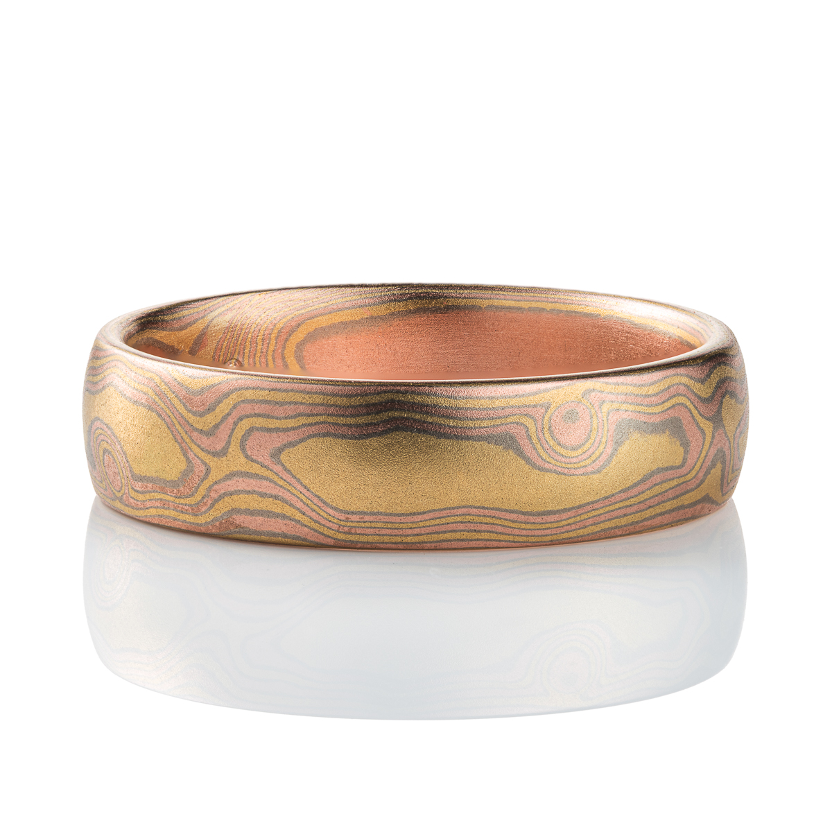 Gold Combination Mokume Gane Wedding Band Set - Image 2