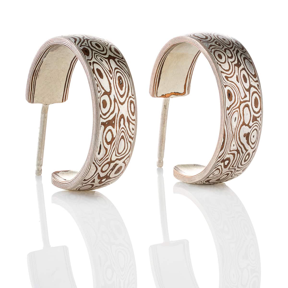 handmade mokume earrings that are for the custom jewelry lover